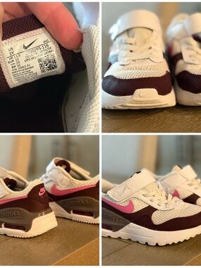 Nike Kids Air Max Sneakers in White, Maroon & Pink